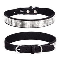 Ensemble collier et laisse pour chien en polyester brillant avec strass CLH pour chiens de petite/moyenne taille