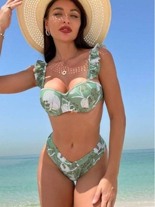 Nouveau Maillot de Bain Deux Pièces Imprimé à Volants Taille Haute Sexy Tendance 2026 pour Femme – Idéal Plage, Piscine, Vacances - Product Image 1