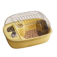 Nouvelle cage à hamster portable de luxe en plastique, design de dessin animé, pour hamsters nains dorés - Espace spacieux, nettoyage facile, utilisation en extérieur