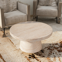 2025 vente chaude Faux travertin Table basse Table d'extrémité ronde pour salon extérieur