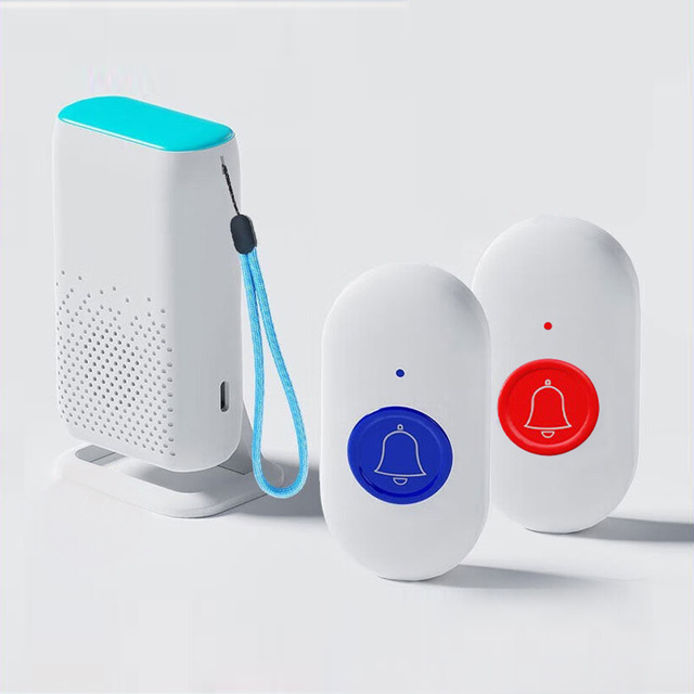 Caregiver Pager: Wireless Flash-Vibration Doorbell | SOS Call Button for Elderly/Patients | Home Fall Emergency