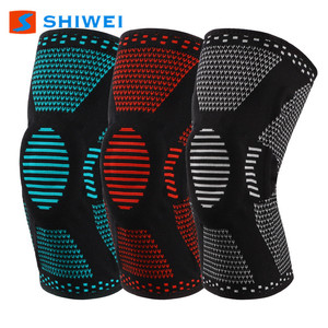 Shiwei <b>Knee</b> <b>Brace</b> Black With Blue Red White Silicone <b>Support</b> For Basketball Running Unisex Breathable Non Slip Compression - Product Image 1