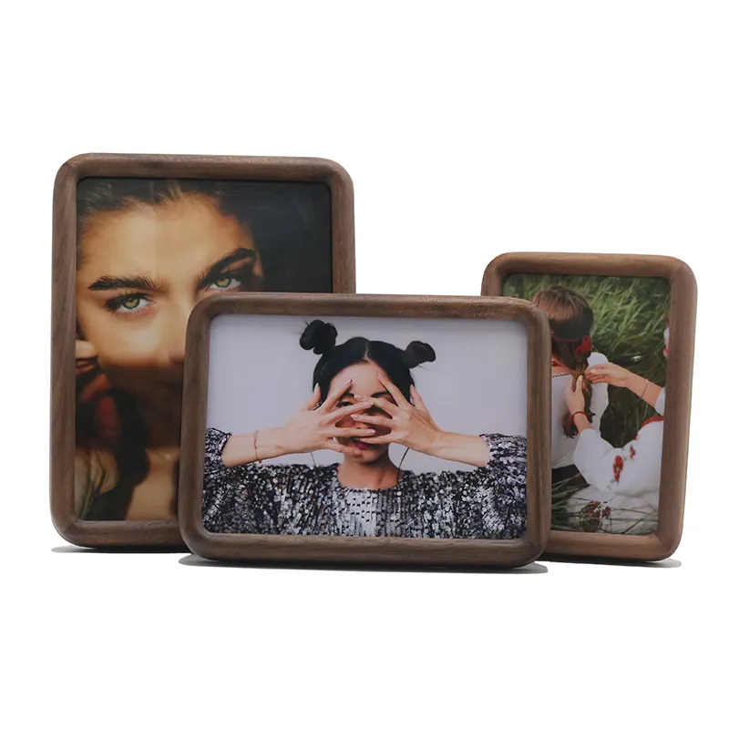 Commercio all'ingrosso creativo di legno foto cornice da tavolo personalizzato in legno massello cornice per foto Stand per soggiorno