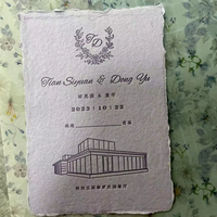 Invitations de mariage haut de gamme, cartes de vœux en papier recyclé à bords festonnés, carton premium, impression typographique