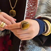 Bague en quartz rose électroplaqué au design français de niche pour femme, style vintage tendance, avec turquoise, pour l'index