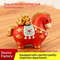 Figurine PVC personnalisée Cheval du Zodiaque, Ornement de dessin animé pour le Festival du Printemps, Boîte mystère 3D stéréo porte-bonheur, Motif nuage en époxy
