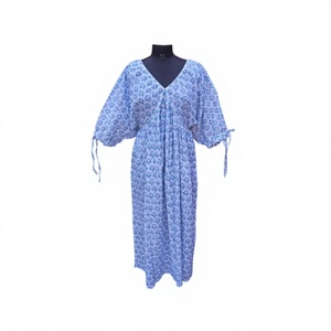 Vestido indio hecho a mano de algodón, elegante, corto, para fiesta, con estampado floral, personalizado, cómodo, sexy y holgado. - Product Image 1
