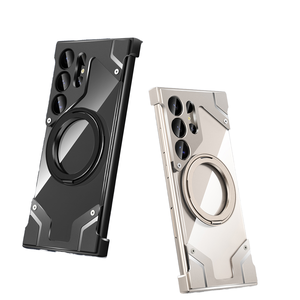 Custodia Magnetica Senza Cornice in Alluminio per <span class=keywords><strong>Samsung</strong></span> <span class=keywords><strong>S22</strong></span> S24 <span class=keywords><strong>Ultra</strong></span> S23 con Supporto ad Anello Rotante e <span class=keywords><strong>Cover</strong></span> Posteriore Rigida in PC <span class=keywords><strong>Trasparente</strong></span> - Product Image 1