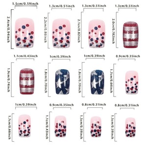 Faux ongles amovibles à motifs drapeau américain, pentagramme et rayures, style européen et américain, pour manucure courte - Product Image 3
