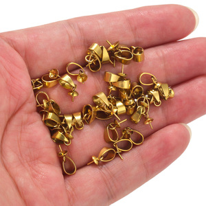 Perle de forme coupelle avec attache pour pendentif |   Connecteur de pendentif en acier inoxydable plaqué or PVD 18 carats pour la fabrication de bijoux DIY, collier de perles, bracelet - Product Image 3
