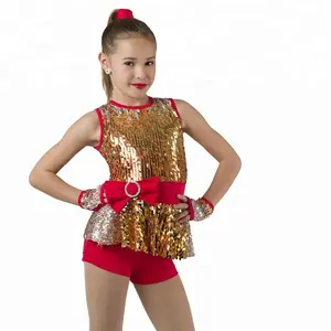 Обувь для девочек золото блесток красный спандекс шорты джаз и tap танцевальная одежда/костюмы