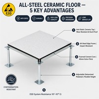Panneau de plancher surélevé ESD en acier, ciment et céramique 600x600 pour centre de données, salle de serveurs, salle blanche SENMAI