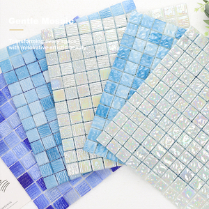 23x23mm màu xanh độc đáo gợn nước hồ bơi khảm tái chế gạch khảm thủy tinh cho dự án hồ bơi — ảnh 1