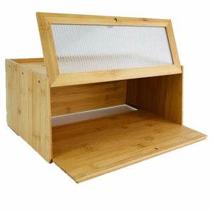 Shoobam wadah penyimpanan roti bambu, kapasitas besar, kotak roti Farmhouse dengan jendela pemegang roti - Product Image 5