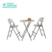 Table de bar pliante ronde blanche chic SK-ZDZ-B003 110cm pour soirées en plein air et usage commercial