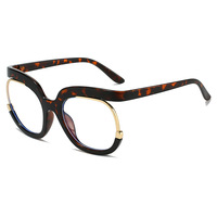 Monturas Ópticas Semi-Rimless, Redondas de Metal, Anti Luz Azul, Tamaño Grande, Gafas de Moda Unisex LSS043-4