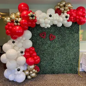 Kırmızı ve beyaz balon çelenk kemer kiti 18 12 10 5 inç ve kırmızı konfeti balonları düğün doğum günü partisi dekorasyon için