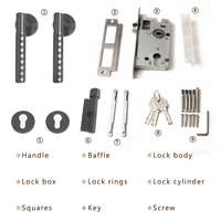 Serrure de porte grise pour intérieur, poignée de porte en alliage d'aluminium symétrique pour chambre, mécanismes de serrures à levier d'entrée, modèle Matrix