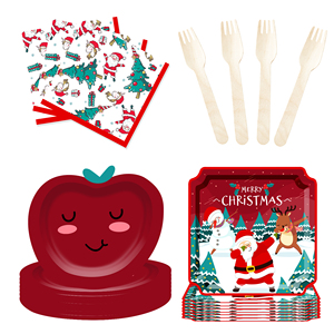 DAMAI Christmas Snowman Tableware Set for Party Decorations Disposable Apple Shape Dessert Paper Plate Christmas Tableware Set - Product Image 1