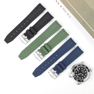 Bracelet de montre KZPN11 en caoutchouc FKM souple avec boucle ardillon pour GMT 1958, extrémités courbées, étanche à la poussière et à l'eau, 20 mm, <span class=keywords><strong>noir</strong></span>, bleu marine, rouge, orange - Product Image 1