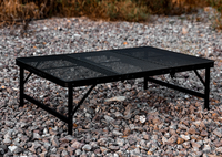 Table de camping pliante triple moderne Hangrui de taille moyenne avec plateau en maille de fer, légère et réglable en hauteur, idéale pour les hôtels et villas