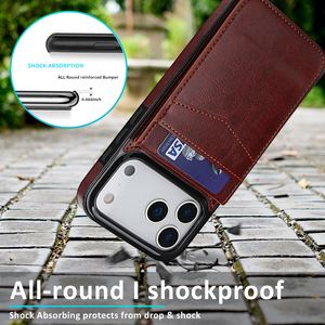 เคสหนังพรีเมียมแบบพับได้ สำหรับ <span class=keywords><strong>iPhone</strong></span> 17 <span class=keywords><strong>Pro</strong></span> <span class=keywords><strong>Max</strong></span> 16 15 14 13 <span class=keywords><strong>12</strong></span> 11 พร้อมช่องใส่บัตรเครดิต ตัวล็อคแม่เหล็ก และขาตั้งป้องกัน - Product Image 3