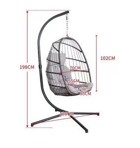 Cadeira de Balanço Suspensa Moderna com Almofada Macia e Suporte de Metal Incluído, Certificado EN581, para Uso Interno/Externo - Product Image 1