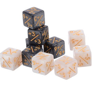 超小号 D6 骰子计数器 16 毫米亚克力珍珠色 +1/+1 -1/-1 白色黑色直角方形设计中国制造 - Product Image 6