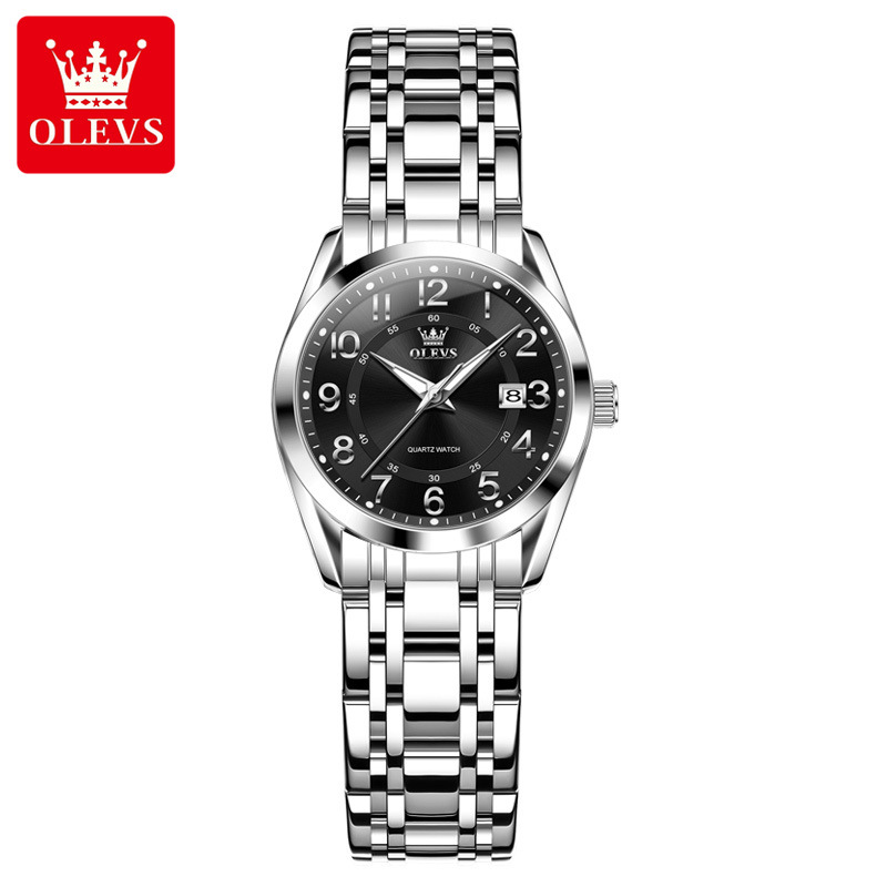 1 Silver case black dial