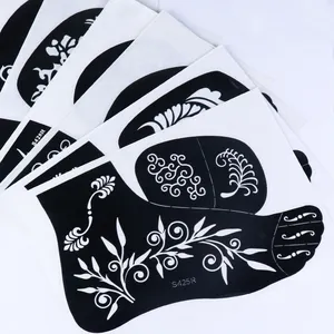 GP in Stock Temporary Henna Tattoo Stencil Sexy Finger Hand Feet Tattoo Stickers Maroon India for Women Girls Design Brown Red