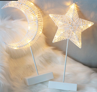Lampe de bureau en forme de lune pour Ramadan, lumières de noël, boho, nuit, Cage en métal, LED, étoile, amour, lampes de Table à piles, lampe de lune