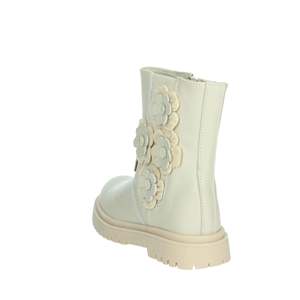 Balducci Girls' Low Ankle Boots Cream Mid-Calf With Flower Applique Design - Product Image 2