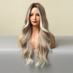Pelucas de Cabello Completo en Color Gris Claro con Mechas Mixtas, Estilo Europeo y Americano, Trans Border Spot - Product Image 1