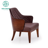 Mobilier d'hôtel, fauteuil de café, canapé de loisirs, chaise de salon intérieur, bois massif, cuir noir, chaise de salle à manger rembourrée