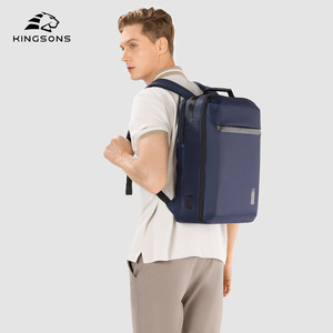 Kingsons Laptop <b>Backpack</b> <b>Black</b> And Blue Water Resistant Unisex For Travel And Commuting With Hard Handle And Laptop Compartment - Product Image 4