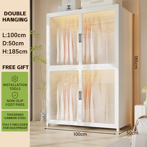 Phòng ngủ tủ quần áo armoire kim loại tủ quần áo lưu trữ tủ PC bảng mặt trời cửa phòng ngủ hiện đại thép tủ quần áo cho căn hộ - Product Image 4
