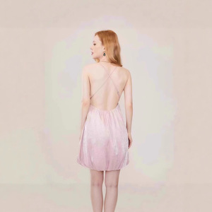 Vestido Casual Rosa con Tirantes Finos, Cintura Elástica, Color Sólido, para Uso Diario, Tela de Poliéster WT2252 - Product Image 2