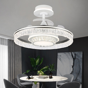 Lámpara LED clásica minimalista nórdica moderna con ventilador de techo, lámpara de araña remota Invisible para sala de estar, dormitorio, altura ajustable - Product Image 2