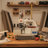 Machine à coudre surjeteuse haute vitesse Jukky 737 à 3 fils, idéale pour l'overlock et le surfilage des pièces blanches et bleues légères