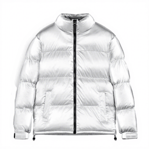 Men's Black Stand Collar Puffer <b>Jacket</b> Windproof Polyester Wadding Winter Casual Short Zipper Closure Thick Insulated Coat - Product Image 5