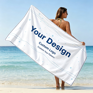 Serviette de plage en coton avec impression de logo personnalisé, séchage rapide - Product Image 1