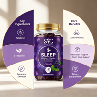 Gummies Bien-être SYC BIO à la Mélatonine et L-Théanine, 120 Gummies, Marque Privée, OEM, ODM, Prix d'Usine, Vente en Gros
