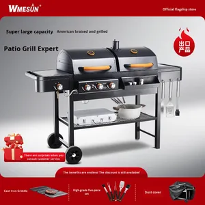 Griglia <span class=keywords><strong>BBQ</strong></span> Moderna a Gas e Carbone per Esterni, Grande Stile Americano in <span class=keywords><strong>Ghisa</strong></span> con 4 Bruciatori, Facile da Assemblare, con Sistema di Sicurezza per la Deaerazione - Product Image 5