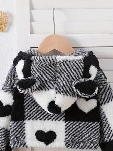 <span class=keywords><strong>Manteau</strong></span> en fourrure pour bébé fille, automne-hiver, avec fermeture éclair imprimée en forme de cœur, veste à capuche, vêtement d'extérieur chaud et épais - Product Image 3