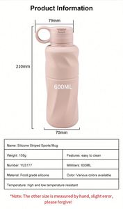Botella de Agua Reutilizable de Silicona para Niños, 600 ml, a Prueba de Fugas, con Diseño de Oso, Libre de BPA, Plegable, Ecológica, para Campamento, Escuela, Gimnasio, Regalo - Product Image 5