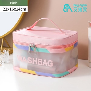 Bolsa DE ASEO al por mayor, bolsa de aseo impermeable con asa superior, gran capacidad, colorida, portátil, de piel sintética, transparente, PVC, neceser de viaje para cosméticos - Product Image 5