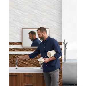 Azulejos de cerámica brillante rectificada con esmalte impreso digital con efecto de diseñador gris marrón Tamaño de precio de productor de empresa India 300x450 - Product Image 2