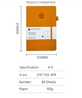 Cuaderno punteado de tapa dura de cuero respetuoso con el medio ambiente Cuaderno de negocios A5 Venta caliente
