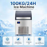 Machine à glaçons commerciale 100 kg/24 h, machine à glaçons à économie d'énergie pour les petites entreprises et les commerces