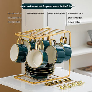 Coffee <b>cup</b> <b>set</b> featuring high-end and exquisite design, a small-scale collection of European-style ceramic <b>cups</b> and saucers - Product Image 5